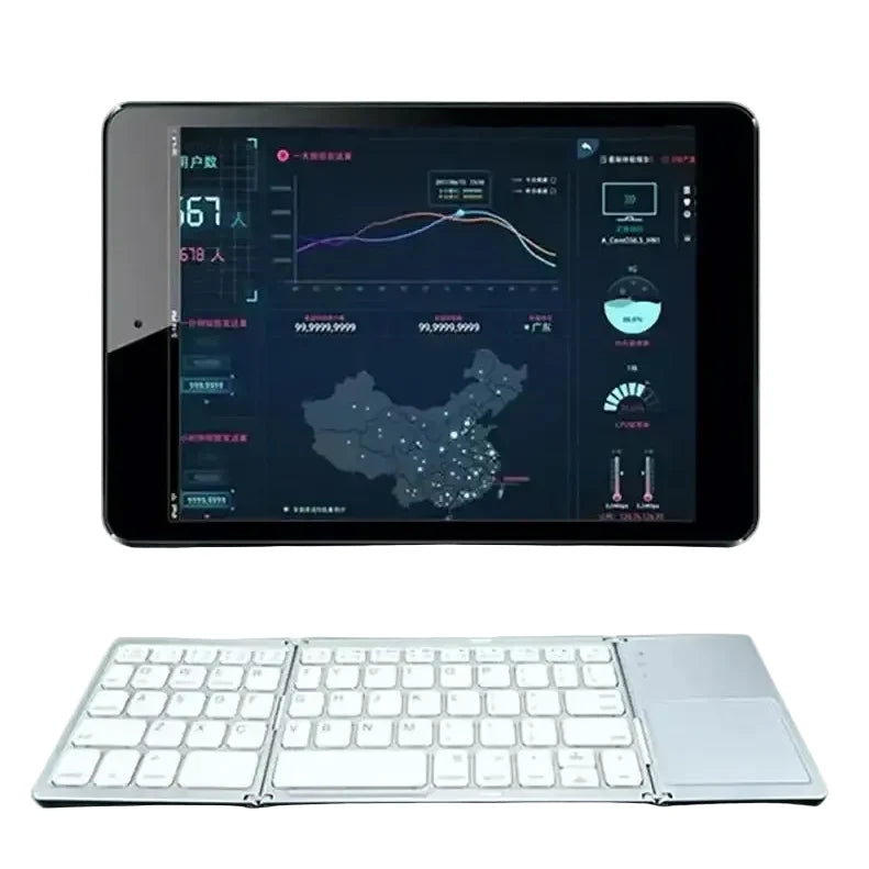 Mini Foldable Bluetooth Keyboard with Touchpad, Rechargeable Wireless Ultra-Slim Pocket Keyboard for Tablet & Laptop