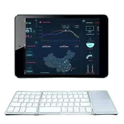 Mini Foldable Bluetooth Keyboard with Touchpad, Rechargeable Wireless Ultra-Slim Pocket Keyboard for Tablet & Laptop