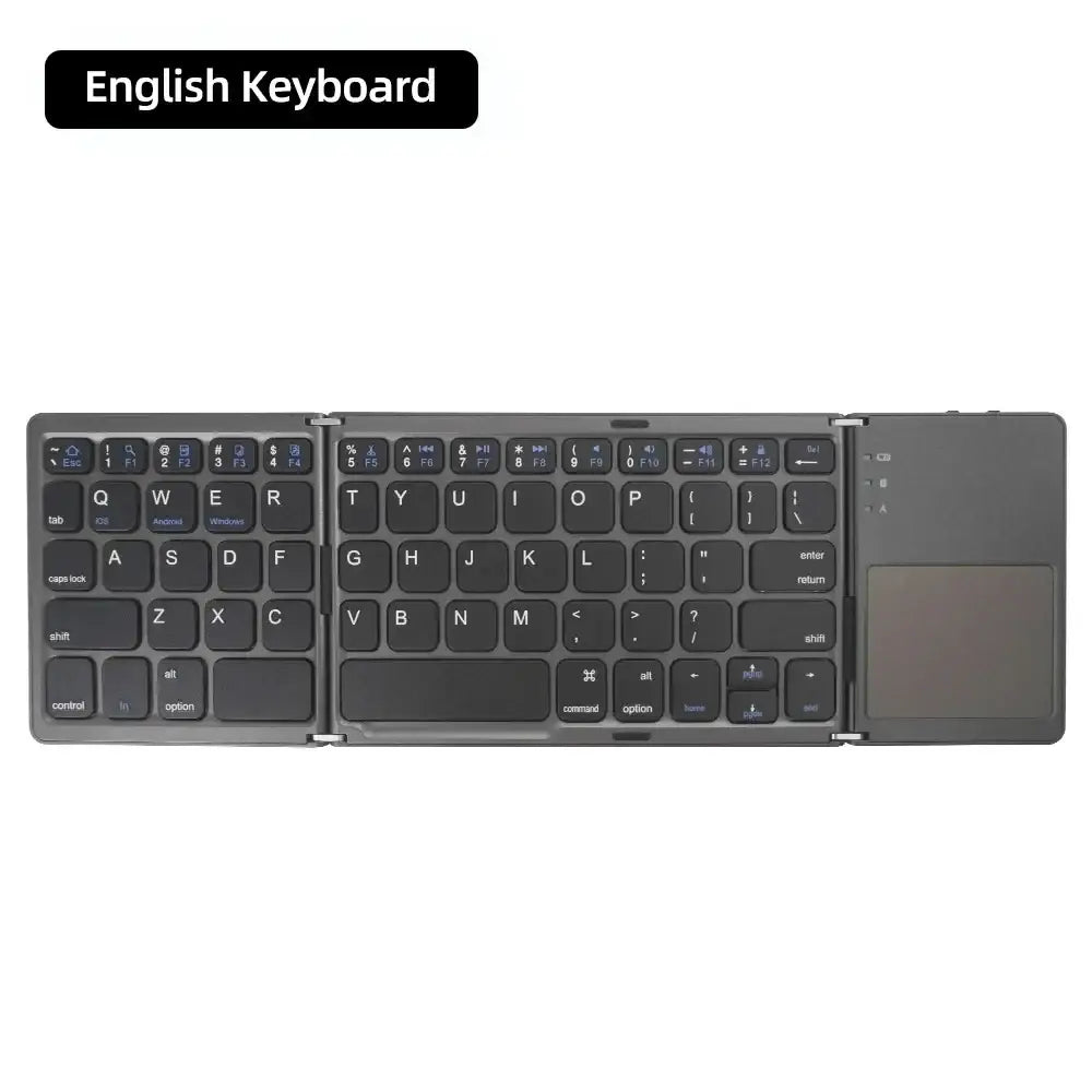 Mini Foldable Bluetooth Keyboard with Touchpad, Rechargeable Wireless Ultra-Slim Pocket Keyboard for Tablet & Laptop