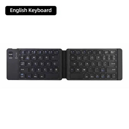 Mini Foldable Bluetooth Keyboard with Touchpad, Rechargeable Wireless Ultra-Slim Pocket Keyboard for Tablet & Laptop