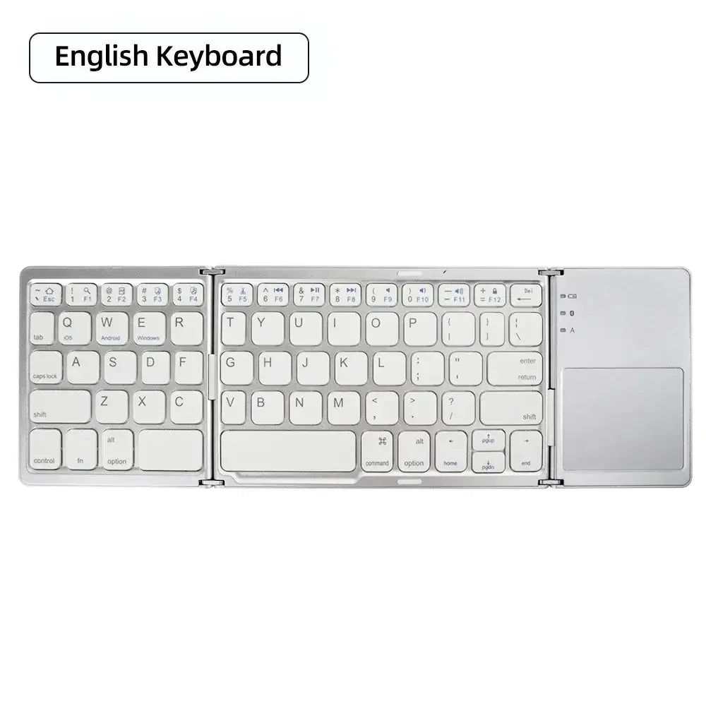 Mini Foldable Bluetooth Keyboard with Touchpad, Rechargeable Wireless Ultra-Slim Pocket Keyboard for Tablet & Laptop