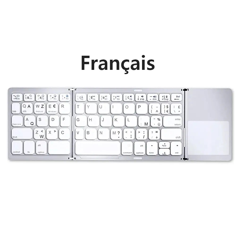 Mini Foldable Bluetooth Keyboard with Touchpad, Rechargeable Wireless Ultra-Slim Pocket Keyboard for Tablet & Laptop
