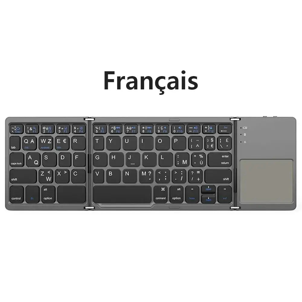 Mini Foldable Bluetooth Keyboard with Touchpad, Rechargeable Wireless Ultra-Slim Pocket Keyboard for Tablet & Laptop