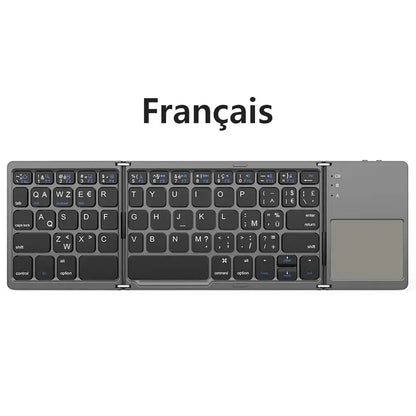 Mini Foldable Bluetooth Keyboard with Touchpad, Rechargeable Wireless Ultra-Slim Pocket Keyboard for Tablet & Laptop