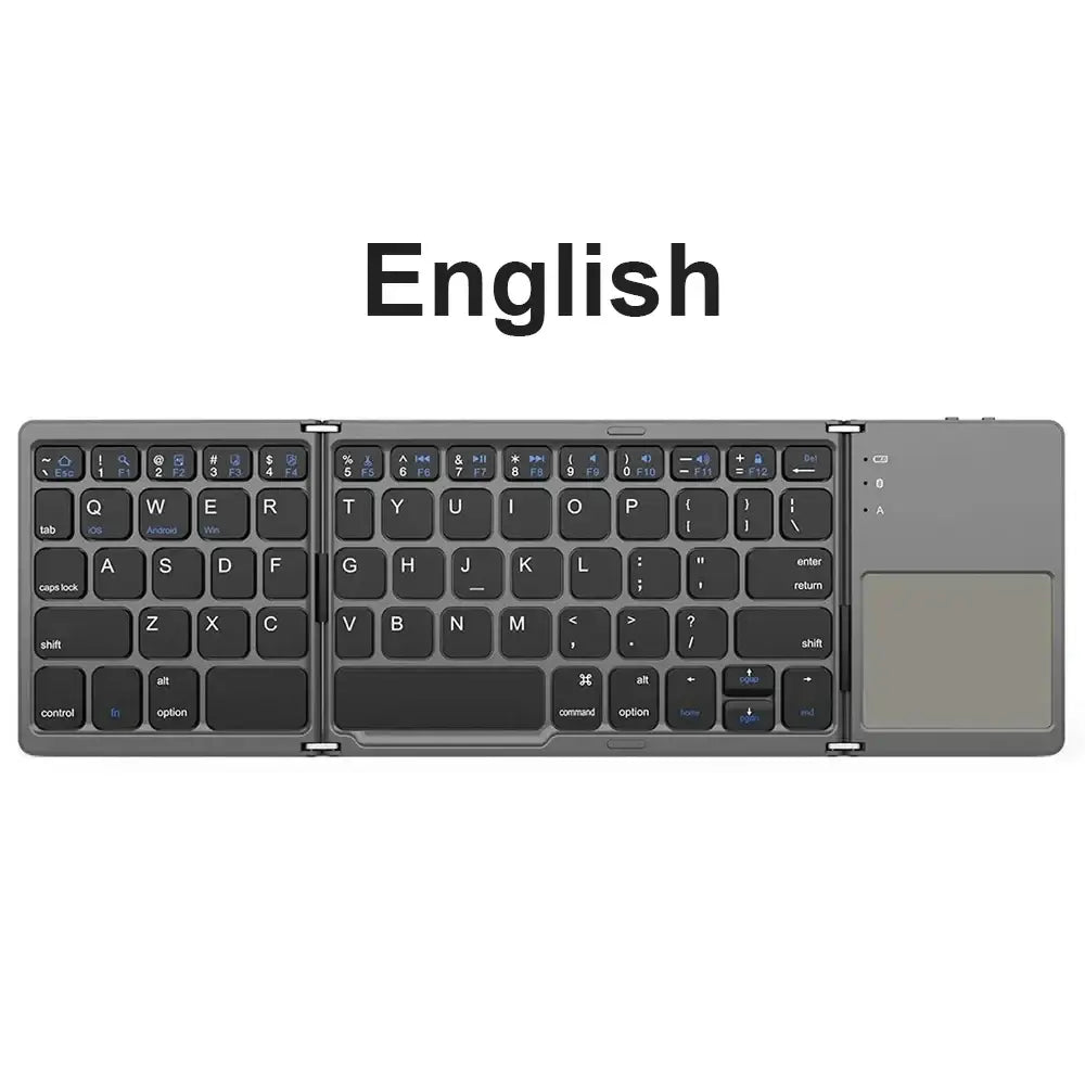 Mini Foldable Bluetooth Keyboard with Touchpad, Rechargeable Wireless Ultra-Slim Pocket Keyboard for Tablet & Laptop