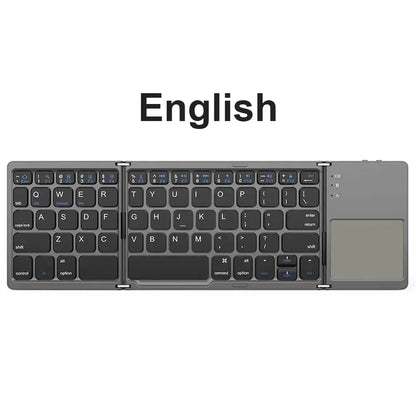 Mini Foldable Bluetooth Keyboard with Touchpad, Rechargeable Wireless Ultra-Slim Pocket Keyboard for Tablet & Laptop