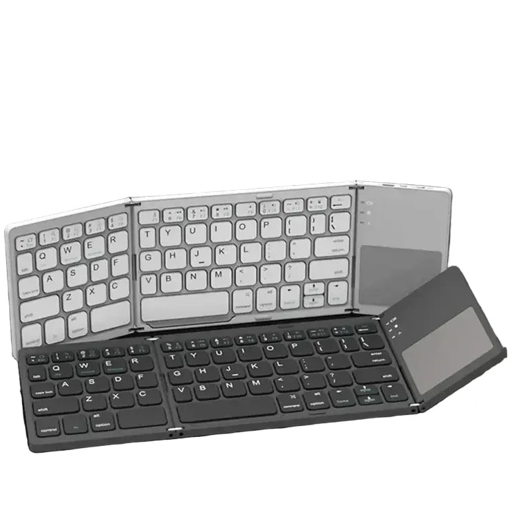 Mini Foldable Bluetooth Keyboard with Touchpad, Rechargeable Wireless Ultra-Slim Pocket Keyboard for Tablet & Laptop