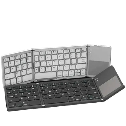 Mini Foldable Bluetooth Keyboard with Touchpad, Rechargeable Wireless Ultra-Slim Pocket Keyboard for Tablet & Laptop