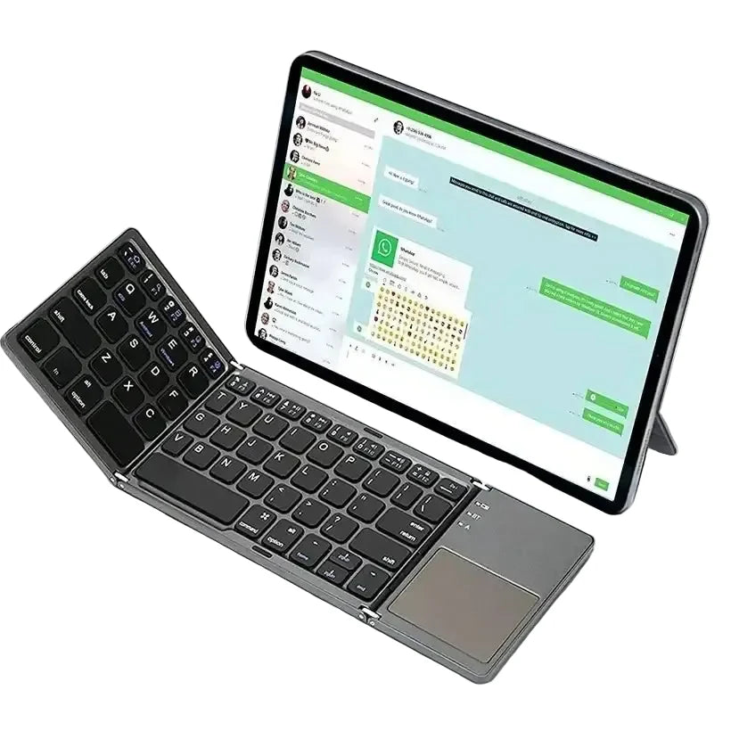 Mini Foldable Bluetooth Keyboard with Touchpad, Rechargeable Wireless Ultra-Slim Pocket Keyboard for Tablet & Laptop