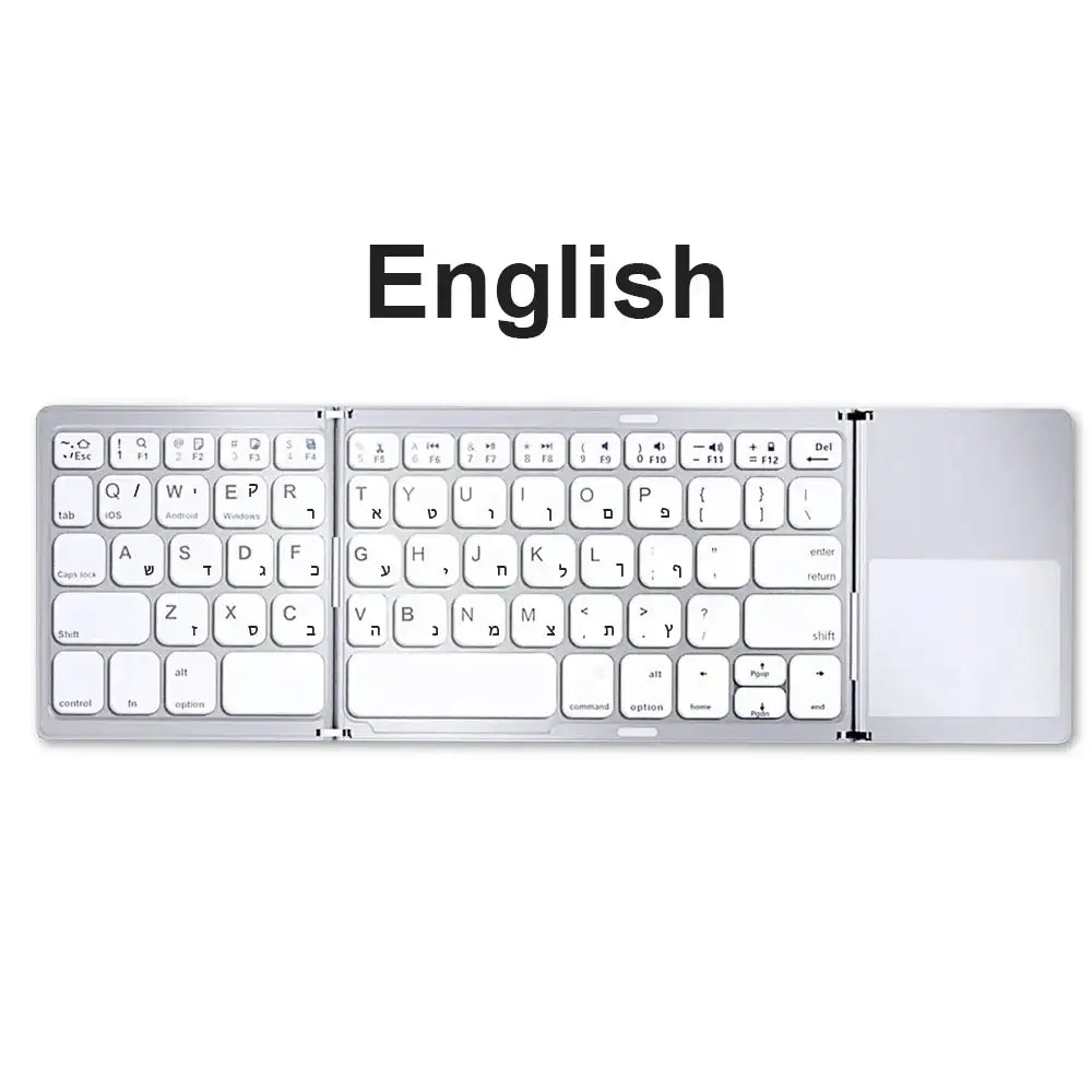 Mini Foldable Bluetooth Keyboard with Touchpad, Rechargeable Wireless Ultra-Slim Pocket Keyboard for Tablet & Laptop