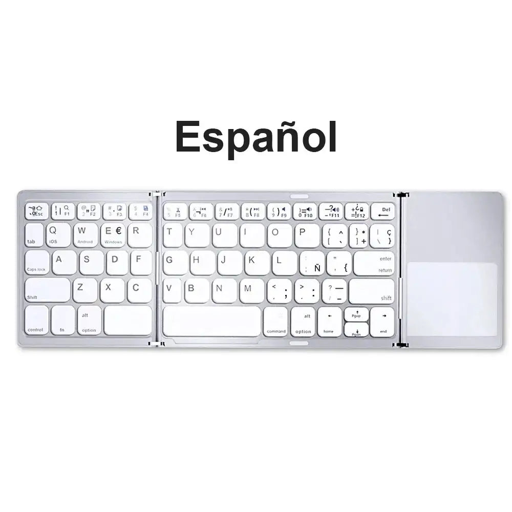 Mini Foldable Bluetooth Keyboard with Touchpad, Rechargeable Wireless Ultra-Slim Pocket Keyboard for Tablet & Laptop