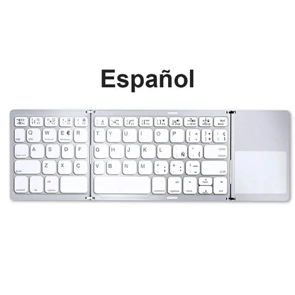 Mini Foldable Bluetooth Keyboard with Touchpad, Rechargeable Wireless Ultra-Slim Pocket Keyboard for Tablet & Laptop