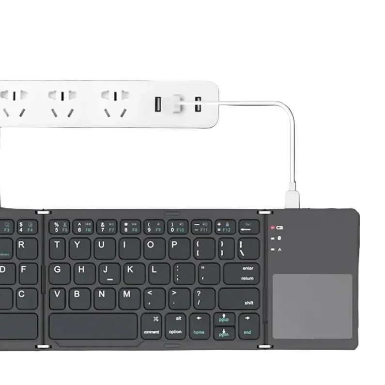 Mini Foldable Bluetooth Keyboard with Touchpad, Rechargeable Wireless Ultra-Slim Pocket Keyboard for Tablet & Laptop