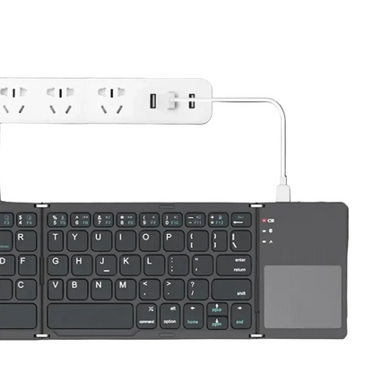 Mini Foldable Bluetooth Keyboard with Touchpad, Rechargeable Wireless Ultra-Slim Pocket Keyboard for Tablet & Laptop