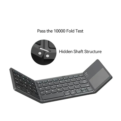 Mini Foldable Bluetooth Keyboard with Touchpad, Rechargeable Wireless Ultra-Slim Pocket Keyboard for Tablet & Laptop