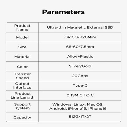 Mini Magnetic External SSD 2000MB/s (2 colours available)