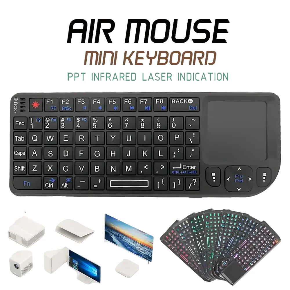 Mini Wireless Keyboard with Backlit Touchpad & Air Mouse