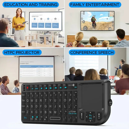 Mini Wireless Keyboard with Backlit Touchpad & Air Mouse