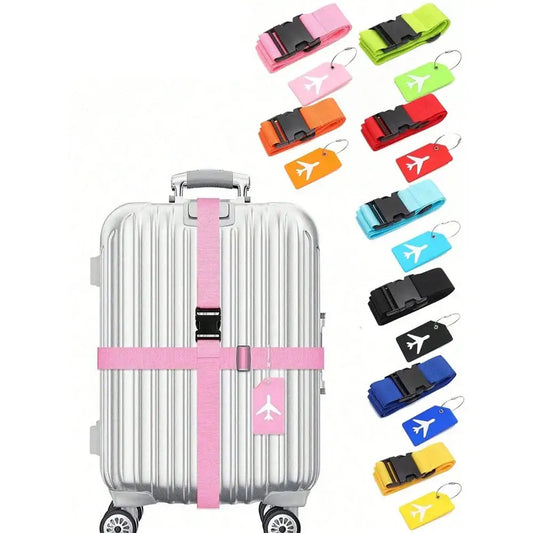Multi-Colour Luggage Strap Set with Tag (8 colours available)
