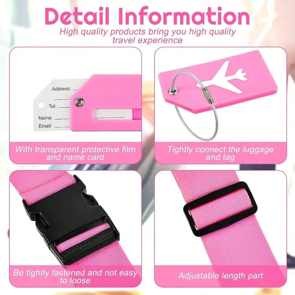 Multi-Colour Luggage Strap Set with Tag (8 colours available)