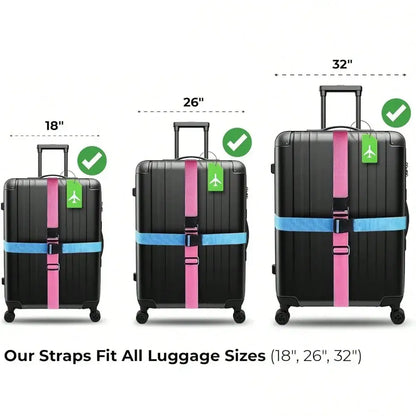 Multi-Colour Luggage Strap Set with Tag (8 colours available)
