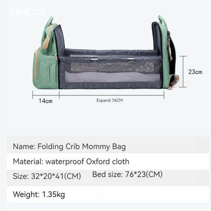 New Nappy Diaper Bag & Travel Crib-Light Green
