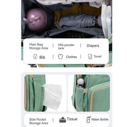 New Nappy Diaper Bag & Travel Crib-Light Green