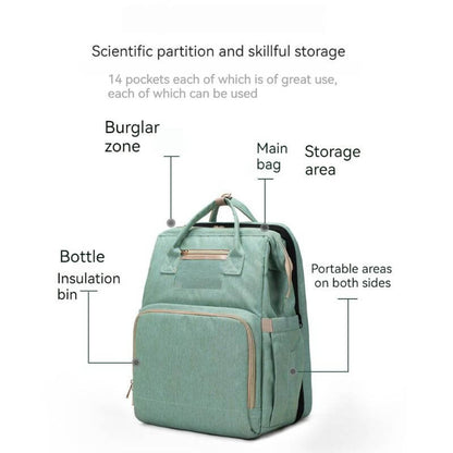 New Nappy Diaper Bag & Travel Crib-Light Green