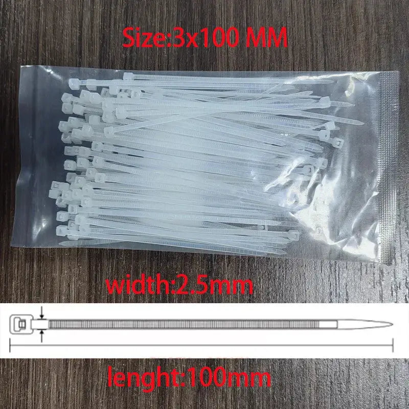 Nylon Cable Ties 3x100, 3x150, 4x200 & 5x250mm Self-Locking