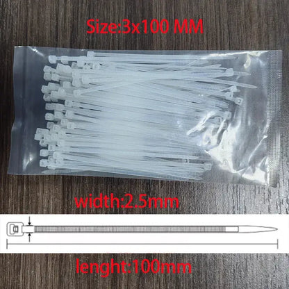Nylon Cable Ties 3x100, 3x150, 4x200 & 5x250mm Self-Locking
