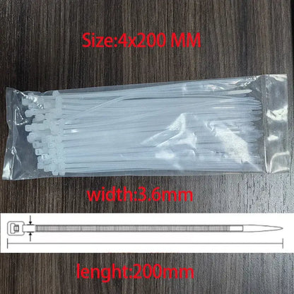 Nylon Cable Ties 3x100, 3x150, 4x200 & 5x250mm Self-Locking