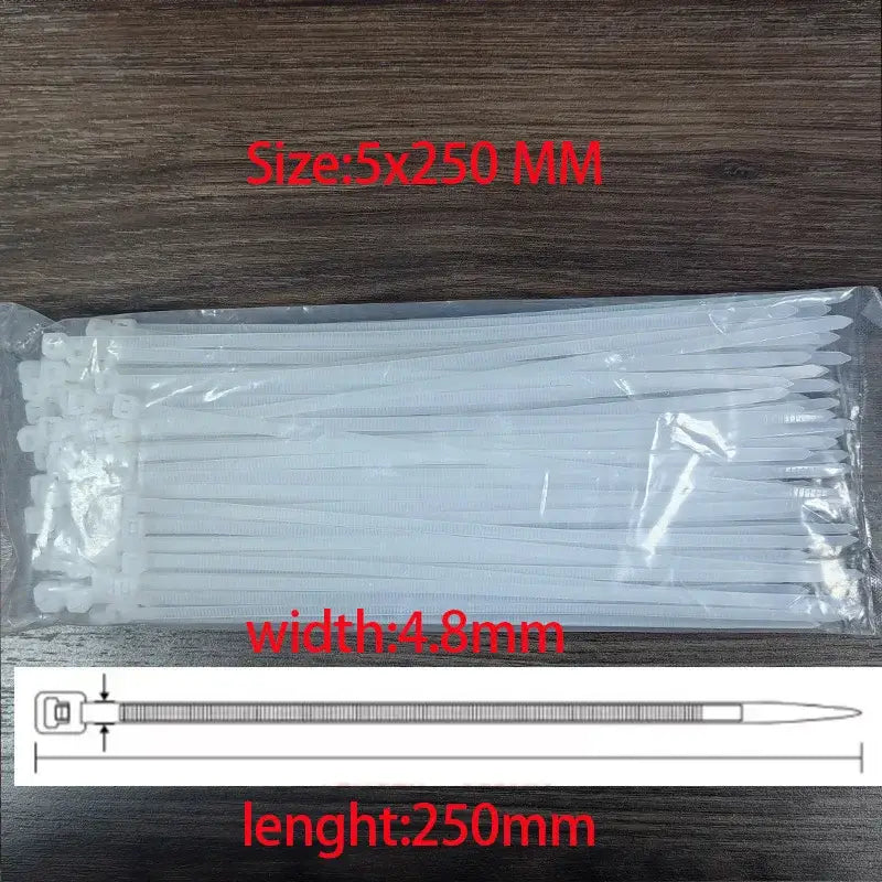 Nylon Cable Ties 3x100, 3x150, 4x200 & 5x250mm Self-Locking