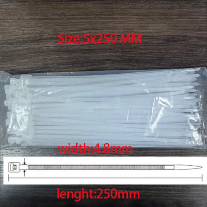 Nylon Cable Ties 3x100, 3x150, 4x200 & 5x250mm Self-Locking