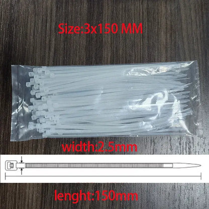 Nylon Cable Ties 3x100, 3x150, 4x200 & 5x250mm Self-Locking