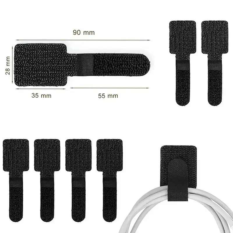 Reusable Cable Ties with Self-Adhesive Power Cord Holder