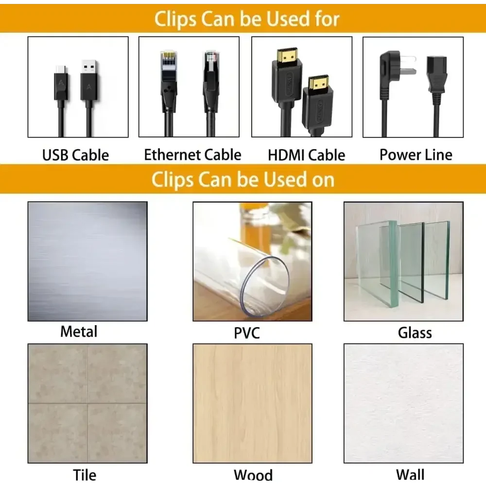 Reusable Cable Ties with Self-Adhesive Power Cord Holder