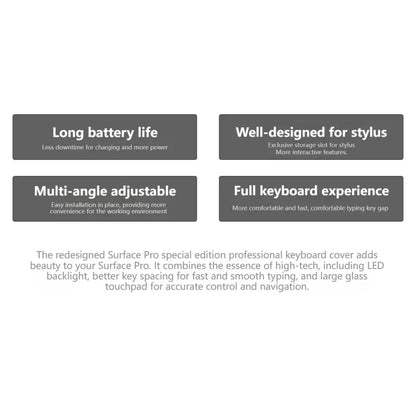 Surface Pro 8/9/X/10/11 Bluetooth Magnetic Keyboard with Touchpad, Pen Slot & 7 Colors available
