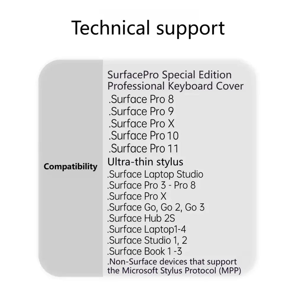 Surface Pro 8/9/X/10/11 Bluetooth Magnetic Keyboard with Touchpad, Pen Slot & 7 Colors available