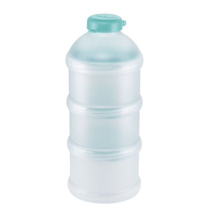 The NUK Milk Powder Dispenser has three containers for pre-portioning formula or cereal powder. It includes a funnel for easy filling, and is dishwasher and sterilizer safe.