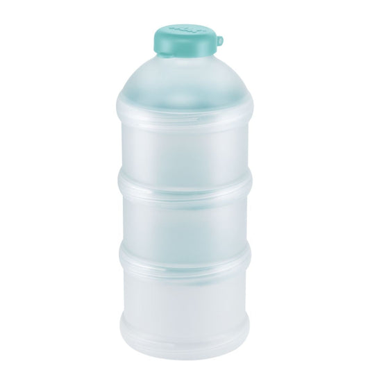 The NUK Milk Powder Dispenser has three containers for pre-portioning formula or cereal powder. It includes a funnel for easy filling, and is dishwasher and sterilizer safe.