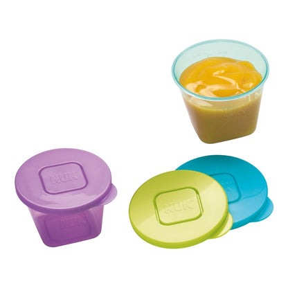 3 Colours. Food pot with pumpkin puree inside.