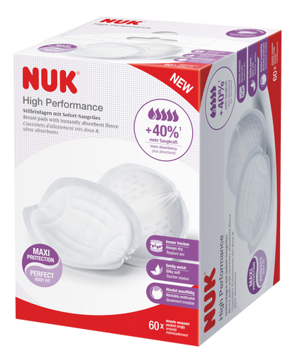 NUK High Performance Breast Pads – Maximum Absorbency & Comfort - 60 Pack