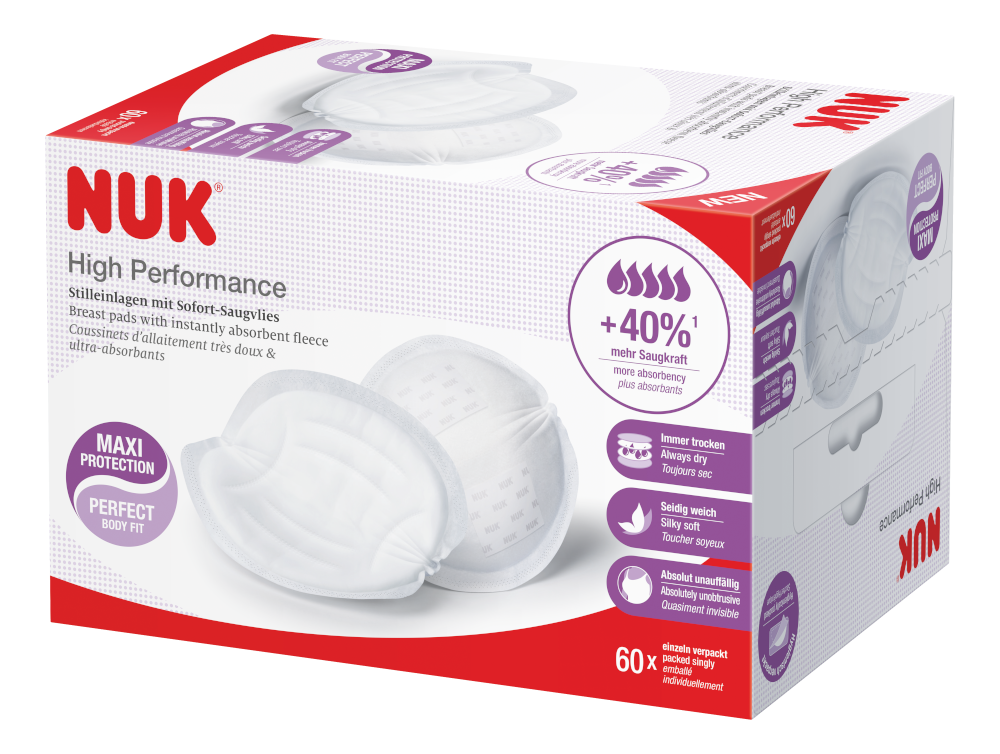 NUK High Performance Breast Pads – Maximum Absorbency & Comfort - 60 Pack