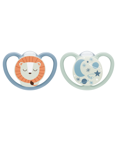 NUK Space Night Silicone Soother - Orthodontic & BPA-Free | 2-Pack