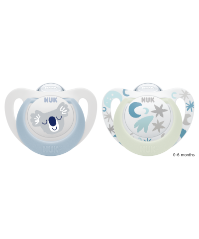 NUK Star Day & Night Silicone Soother - Orthodontic, BPA-Free | 2-Pack