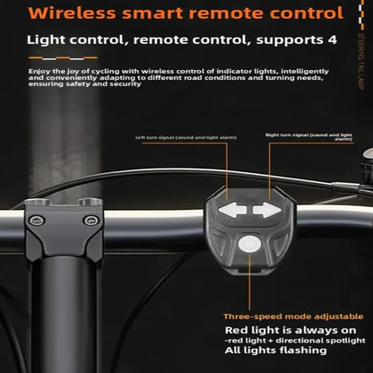 Wireless Remote-Controlled Bike Tail Light with Turn Signals (Waterproof)