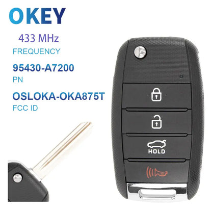 Remote Car Key Fob 315/433MHz for Kia Forte (2017–2018) TQ8-RKE-3F05 / OSLOKA-OKA875T