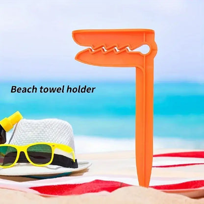 Outdoor Beach & Picnic Mat Towel Holder – Windproof Camping Tool (4pcs)