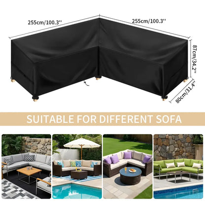 Outdoor Waterproof L-Shape Sofa Cover – Heavy-Duty Weather Protection (different sizes available)