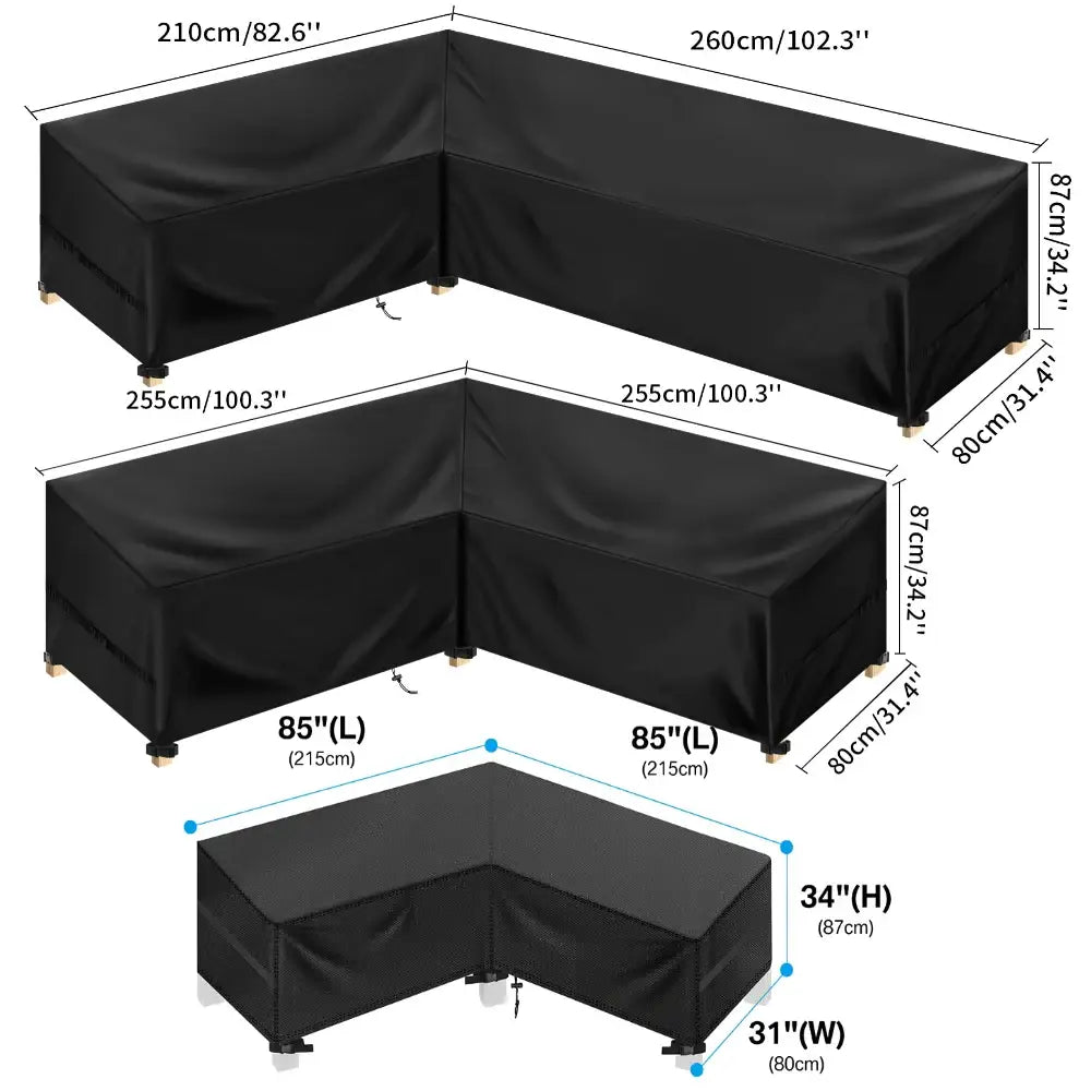 Outdoor Waterproof L-Shape Sofa Cover – Heavy-Duty Weather Protection (different sizes available)